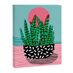 Edgy - wacka potted indoor house plant hipster retro throwback minimal 1980s 80s neon pop art Canvas Print Gallery Image 6