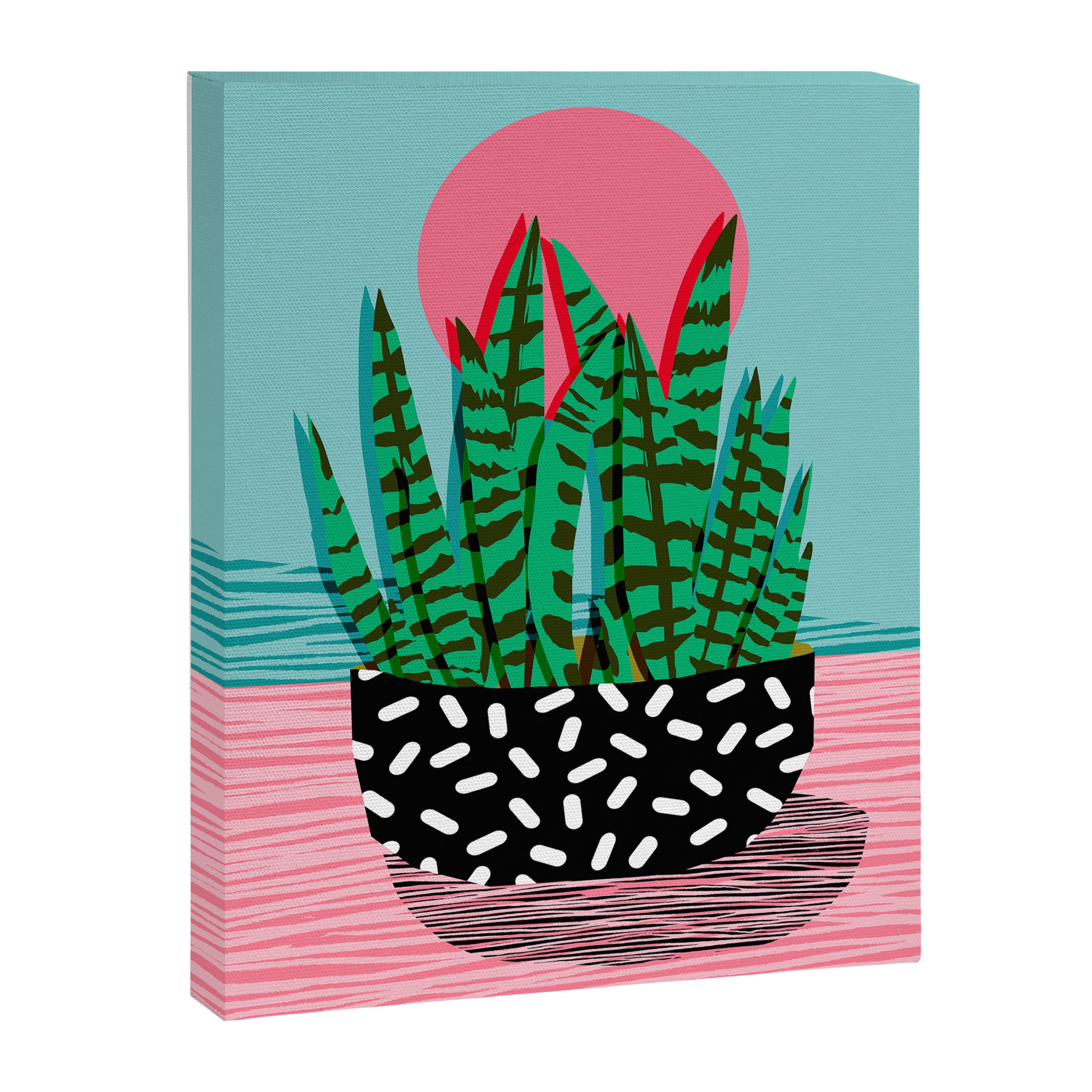 Edgy - wacka potted indoor house plant hipster retro throwback minimal 1980s 80s neon pop art Canvas Print Gallery Image 6