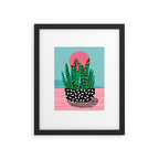 Edgy - wacka potted indoor house plant hipster retro throwback minimal 1980s 80s neon pop art Framed Art Print Gallery Image 5
