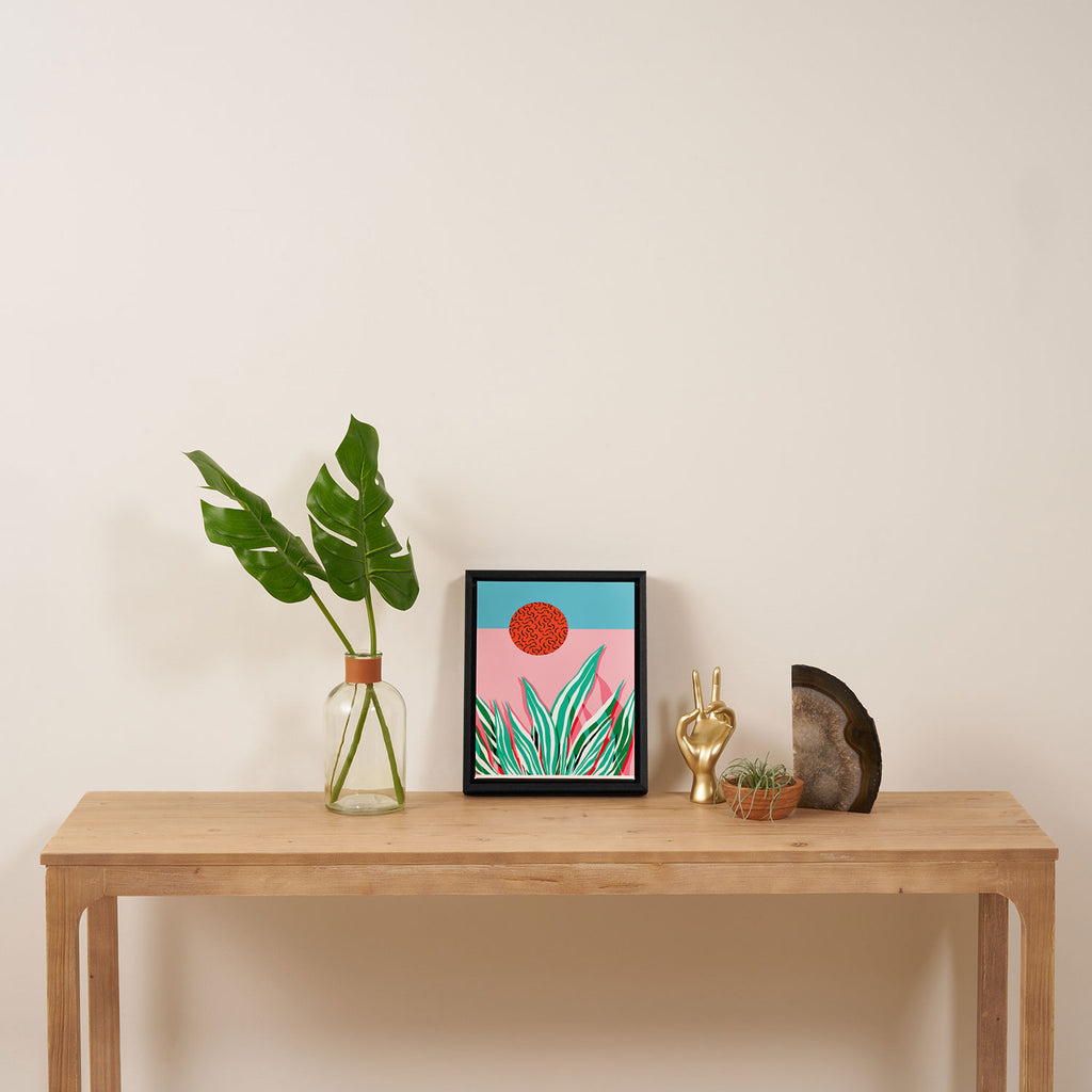 Freakin' - memphis throwback style palm springs neon art print 1980s vintage desert road trippin Framed Canvas Print Gallery Image 4