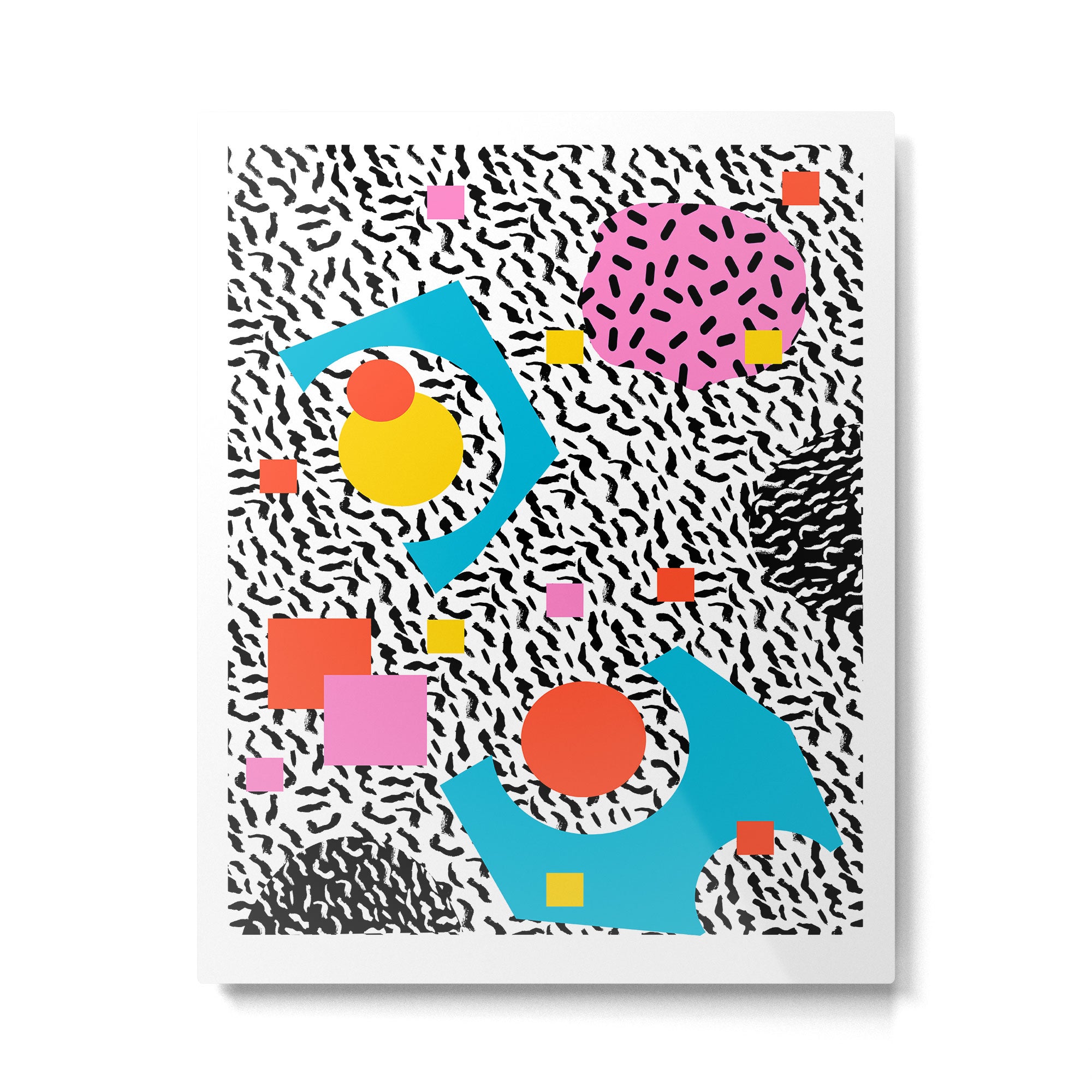 Get Real - memphis abstract pattern retro 80s design minimalist gifts colorful 1980's trend Metal Print Gallery Image 4