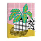 Get Real - potted plant throwback retro neon 1980s style art print minimal abstract grid lines shape Canvas Print Gallery Image 6