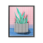 Glam - pop art memphis neon house plants throwback retro 80s style cool brooklyn style minimalism Framed Canvas Print Gallery Image 6