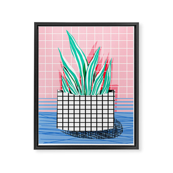 Glam - pop art memphis neon house plants throwback retro 80s style cool brooklyn style minimalism Framed Canvas Print Gallery Image 1