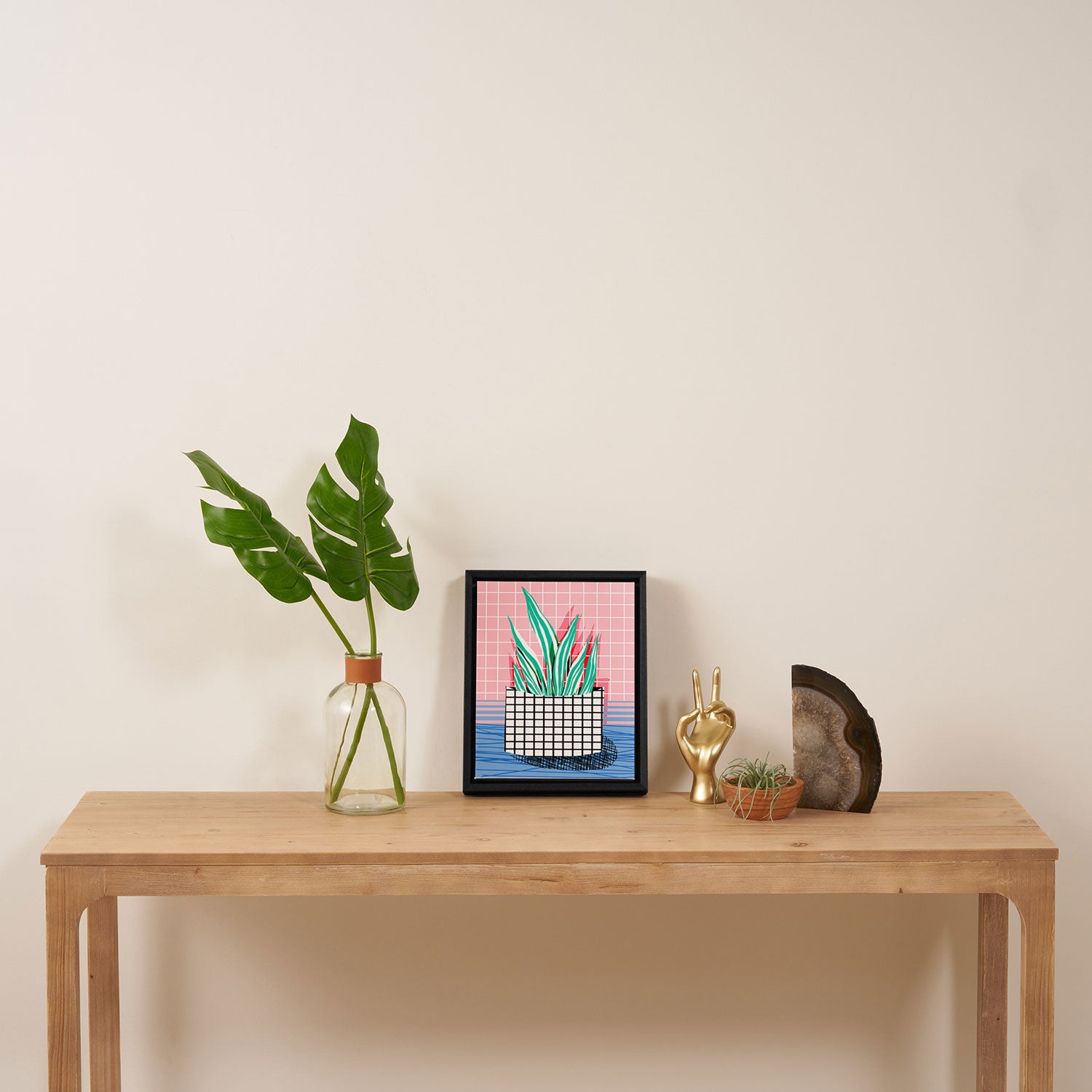 Glam - pop art memphis neon house plants throwback retro 80s style cool brooklyn style minimalism Framed Canvas Print Gallery Image 4