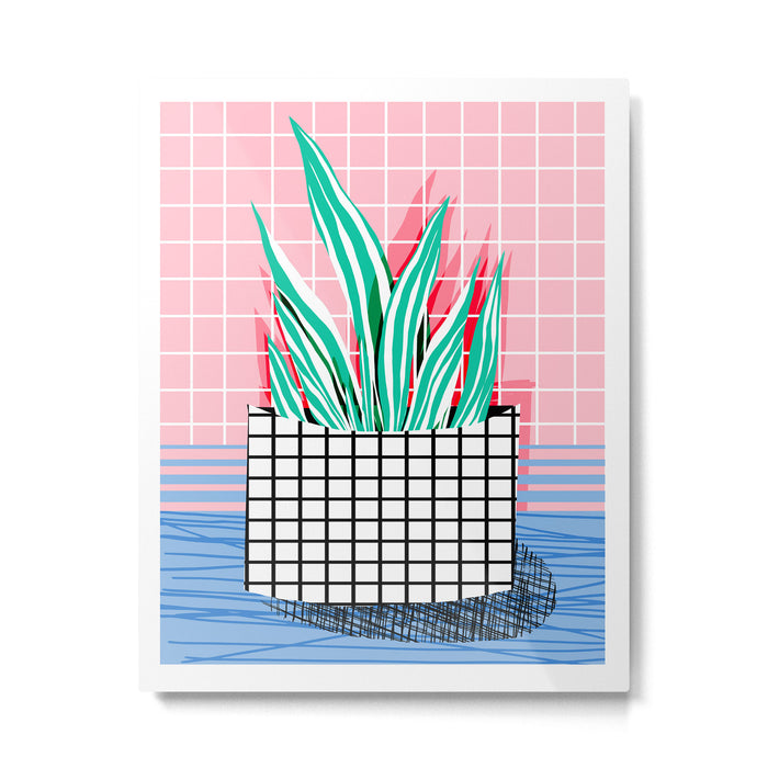 Glam - pop art memphis neon house plants throwback retro 80s style cool brooklyn style minimalism Metal Print Gallery Image 1