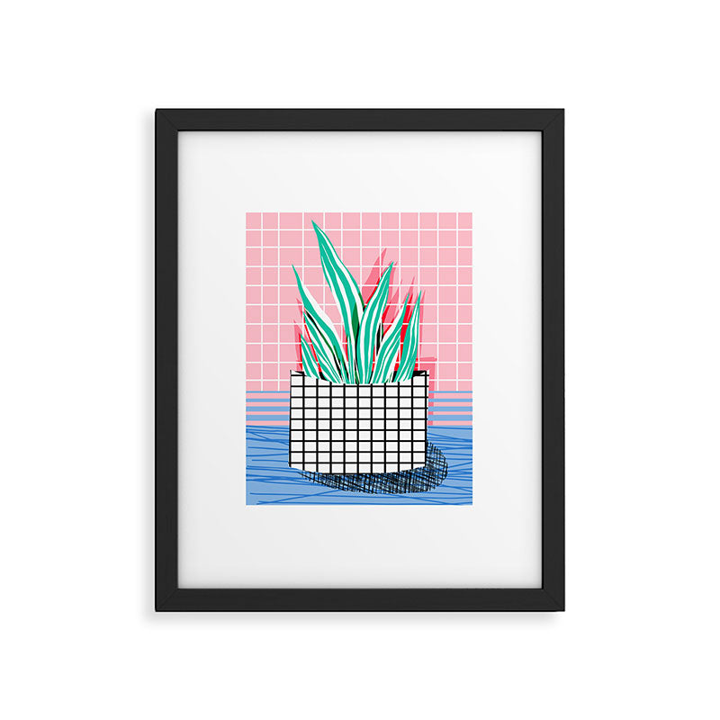 Glam - pop art memphis neon house plants throwback retro 80s style cool brooklyn style minimalism Framed Art Print Gallery Image 5