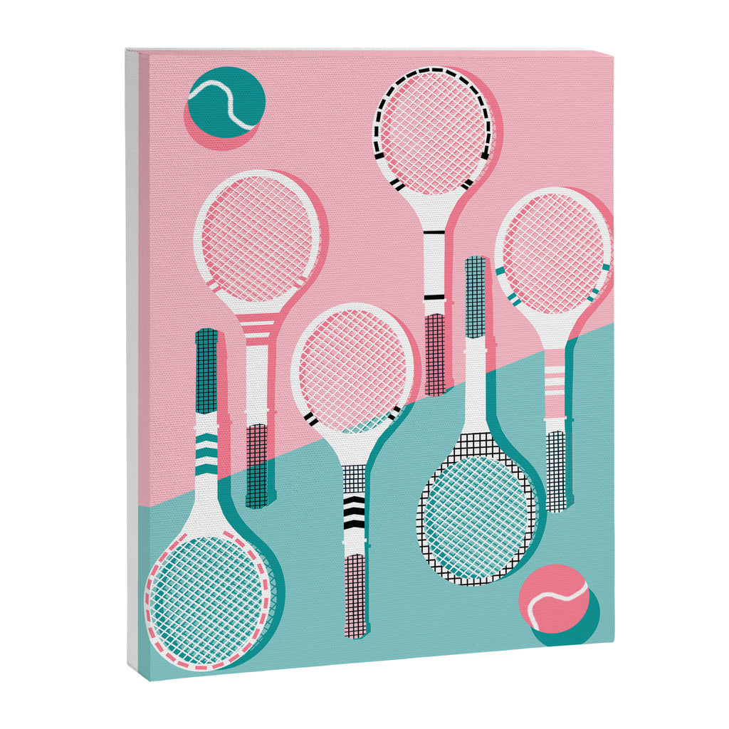 Got Served - tennis country club sports athlete retro throwback memphis 1980s style neon palm spring Canvas Print Gallery Image 6