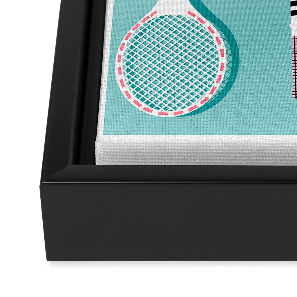 Got Served - tennis country club sports athlete retro throwback memphis 1980s style neon palm spring Framed Canvas Print Gallery Image 3