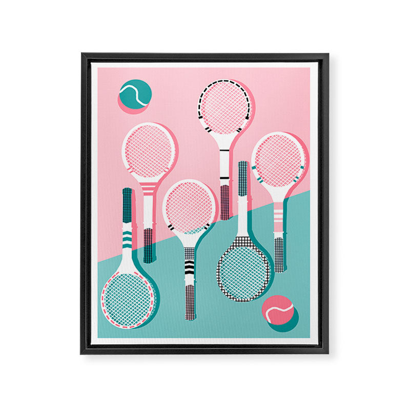 Got Served - tennis country club sports athlete retro throwback memphis 1980s style neon palm spring Framed Canvas Print Gallery Image 6