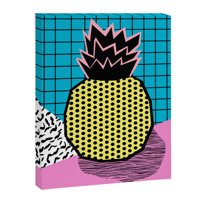 Grindage - pineapple fruit tropical pattern memphis style art print bright neon 1980 1980's 80's 80s Canvas Print Gallery Image 1