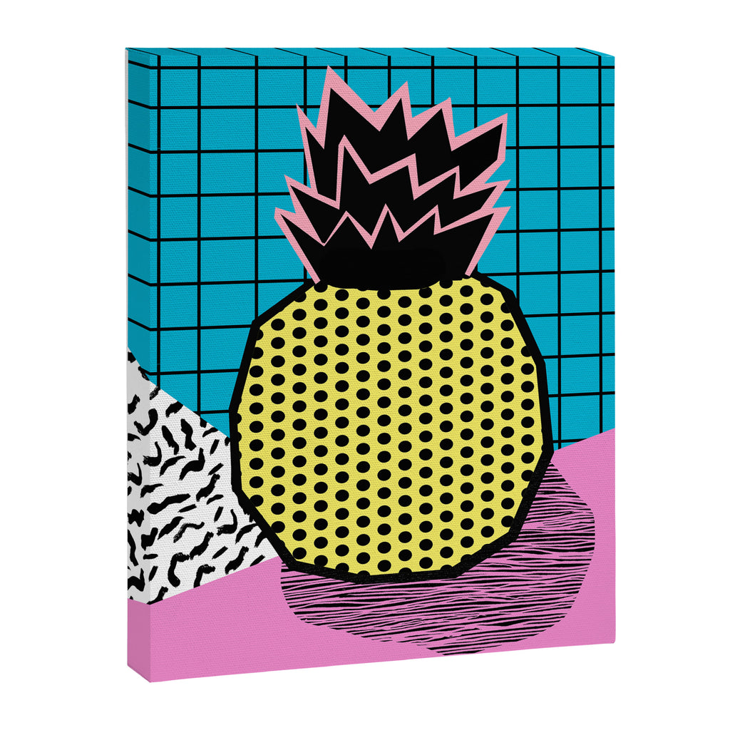 Grindage - pineapple fruit tropical pattern memphis style art print bright neon 1980 1980's 80's 80s Canvas Print Gallery Image 6