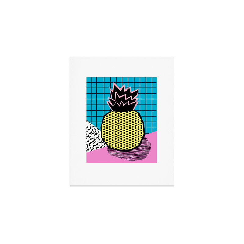 Grindage - pineapple fruit tropical pattern memphis style art print bright neon 1980 1980's 80's 80s Art Print Gallery Image 1