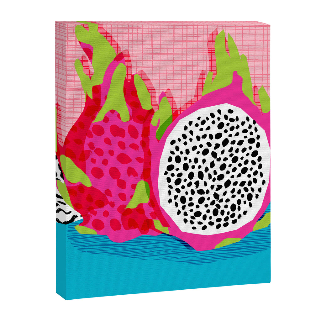 Hard Core - memphis throwback retro neon tropical fruit dragonfruit exotic 1980s 80s style pop art Canvas Print Gallery Image 8
