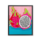 Hard Core - memphis throwback retro neon tropical fruit dragonfruit exotic 1980s 80s style pop art Framed Canvas Print Gallery Image 8
