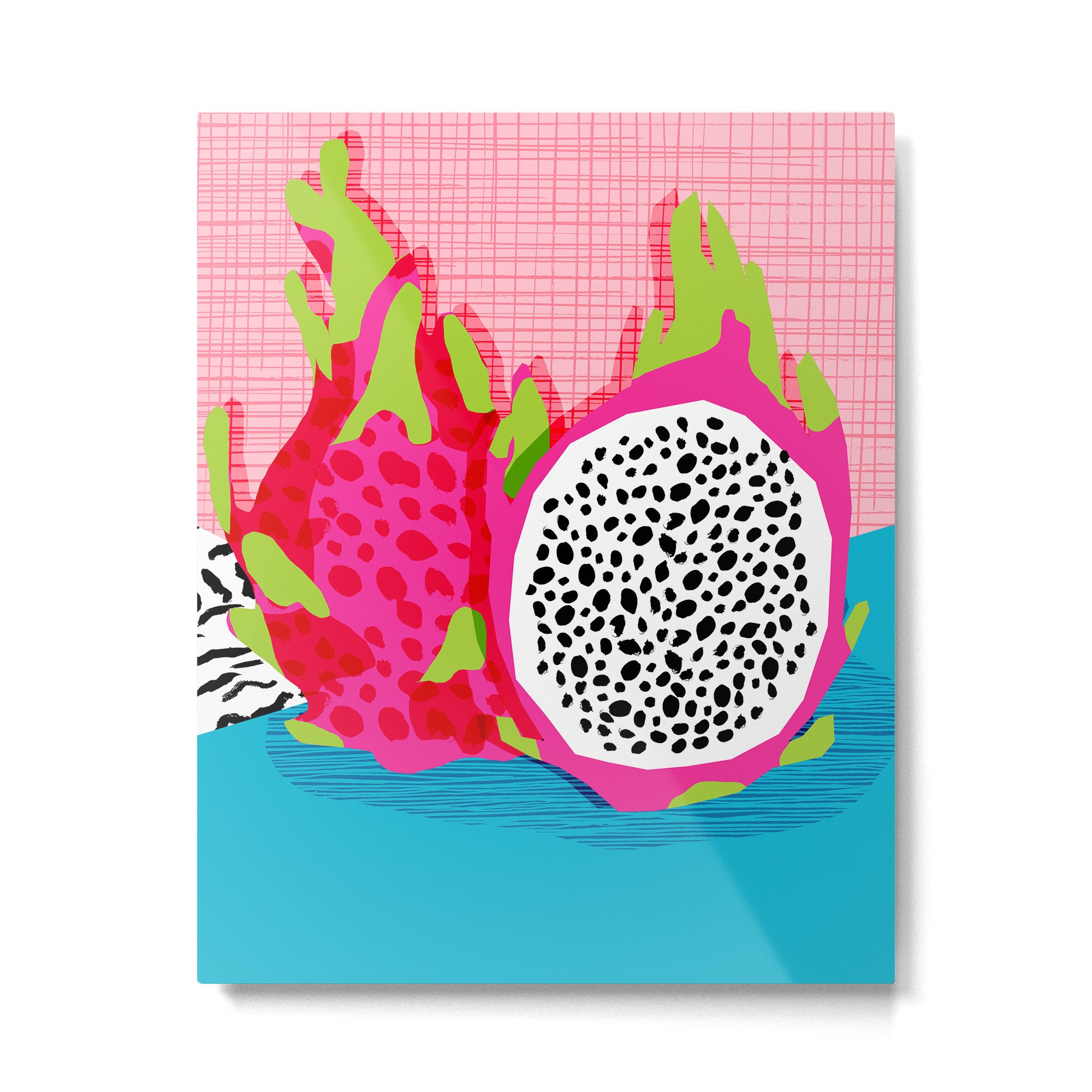 Hard Core - memphis throwback retro neon tropical fruit dragonfruit exotic 1980s 80s style pop art Metal Print Gallery Image 6