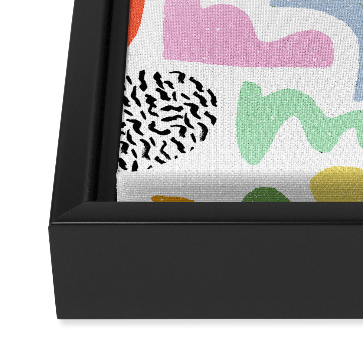 Helter Skelter - bright pattern, colorful, rainbow, abstract, shapes, pattern Framed Canvas Print Gallery Image 3