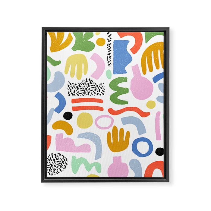 Helter Skelter - bright pattern, colorful, rainbow, abstract, shapes, pattern Framed Canvas Print Gallery Image 1