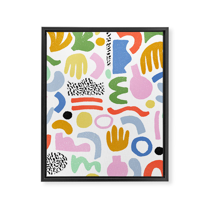 Helter Skelter - bright pattern, colorful, rainbow, abstract, shapes, pattern Framed Canvas Print Gallery Image 8