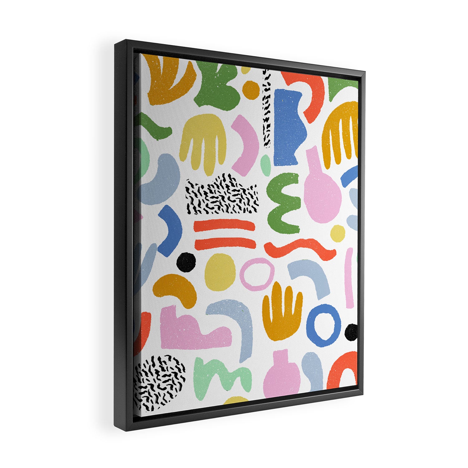 Helter Skelter - bright pattern, colorful, rainbow, abstract, shapes, pattern Framed Canvas Print Gallery Image 2