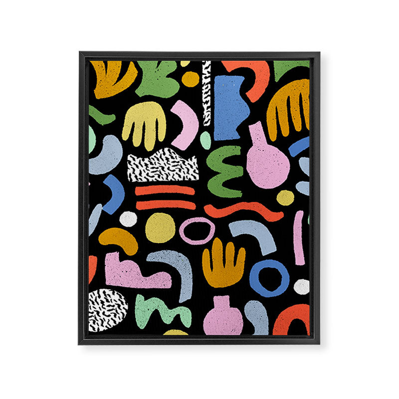 Helter Skelter - bright pattern, colorful, rainbow, abstract, shapes, pattern Framed Canvas Print Gallery Image 8