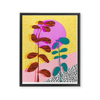 Homefry - floral neon memphis dots grid pink sunset sunrise 1980 1980s 1980's 80s 80's throwback art Framed Canvas Print Gallery Image 6