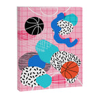 Hot Hand - memphis retro throwback neon grid pattern minimal modern pop art basketball sports Canvas Print Gallery Image 6