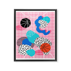 Hot Hand - memphis retro throwback neon grid pattern minimal modern pop art basketball sports Framed Canvas Print Gallery Image 6
