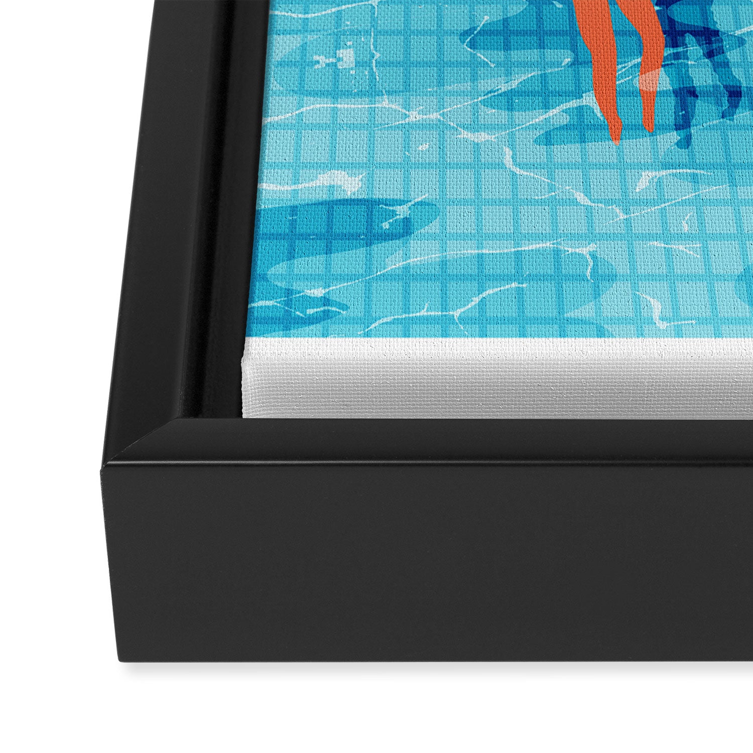 In Deep - memphis throwback swimming athlete palm springs resort vacation country club infinity pool Framed Canvas Print Gallery Image 3