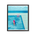 In Deep - memphis throwback swimming athlete palm springs resort vacation country club infinity pool Framed Canvas Print Gallery Image 6