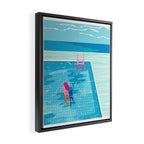 In Deep - memphis throwback swimming athlete palm springs resort vacation country club infinity pool Framed Canvas Print Gallery Image 2