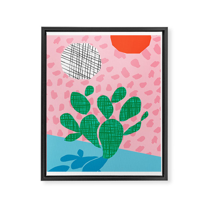 Lampin' - memphis throwback style retro neon cactus desert palm springs california southwest hipster Framed Canvas Print Gallery Image 6