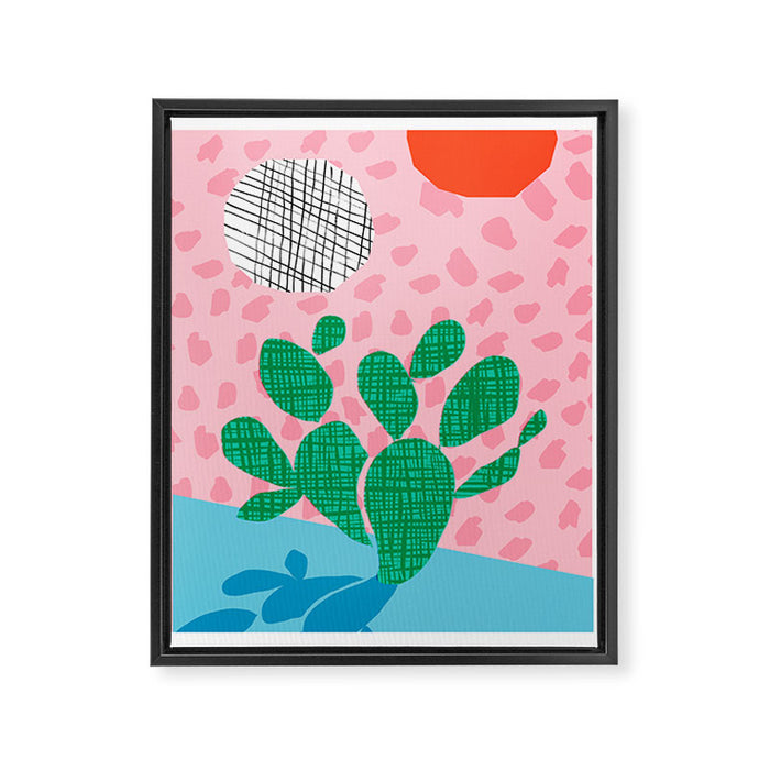 Lampin' - memphis throwback style retro neon cactus desert palm springs california southwest hipster Framed Canvas Print Gallery Image 1