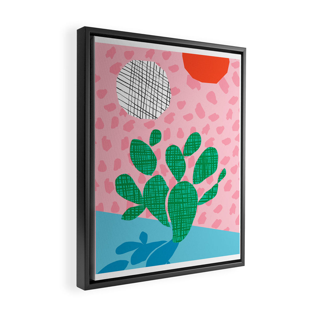 Lampin' - memphis throwback style retro neon cactus desert palm springs california southwest hipster Framed Canvas Print Gallery Image 2