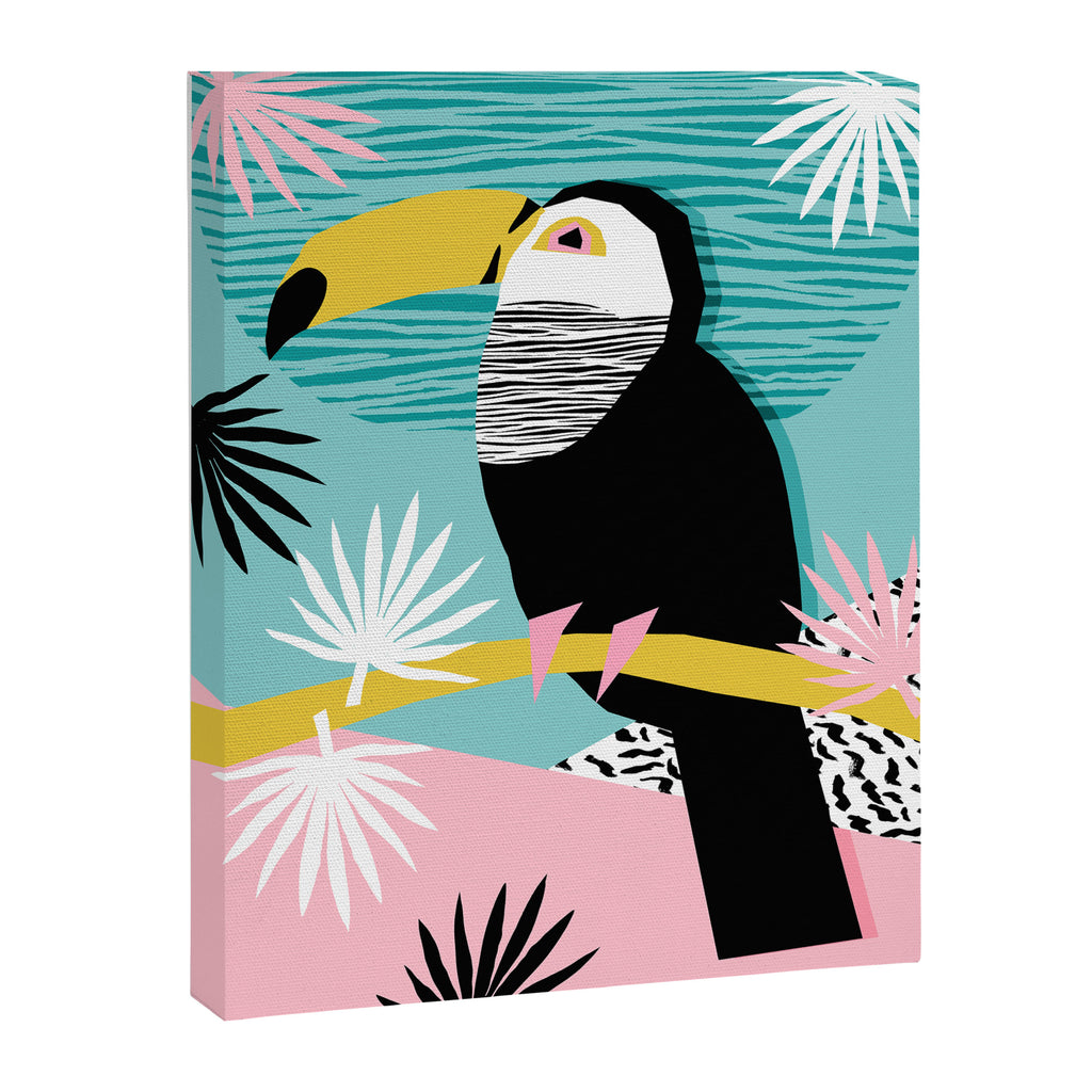 Loopy - wacka designs abstract bird toucan tropical memphis throwback retro neon 1980s style pop art Canvas Print Gallery Image 6