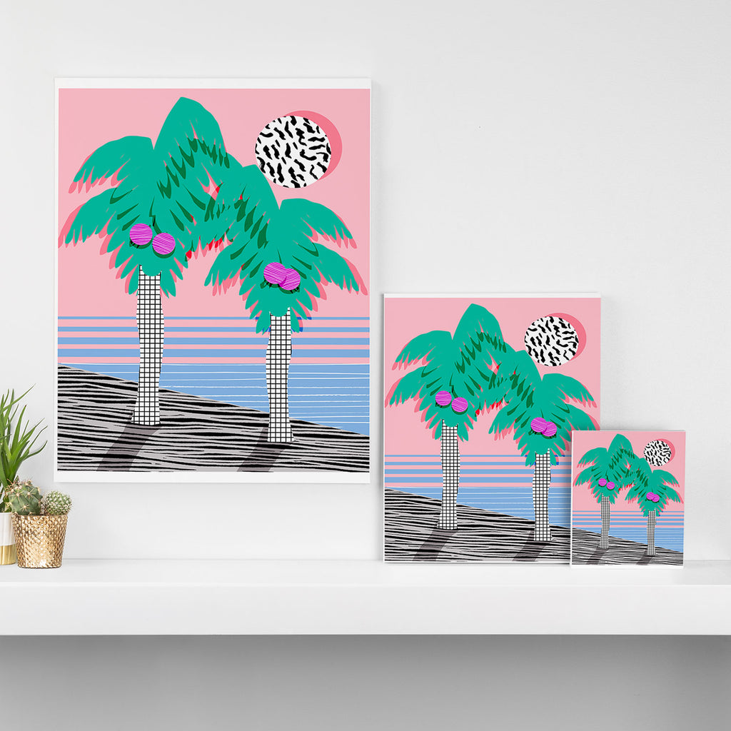 Most Definitely - palm tree throwback memphis style retro art print 80s 1980 neon  palm springs Canvas Print Gallery Image 3