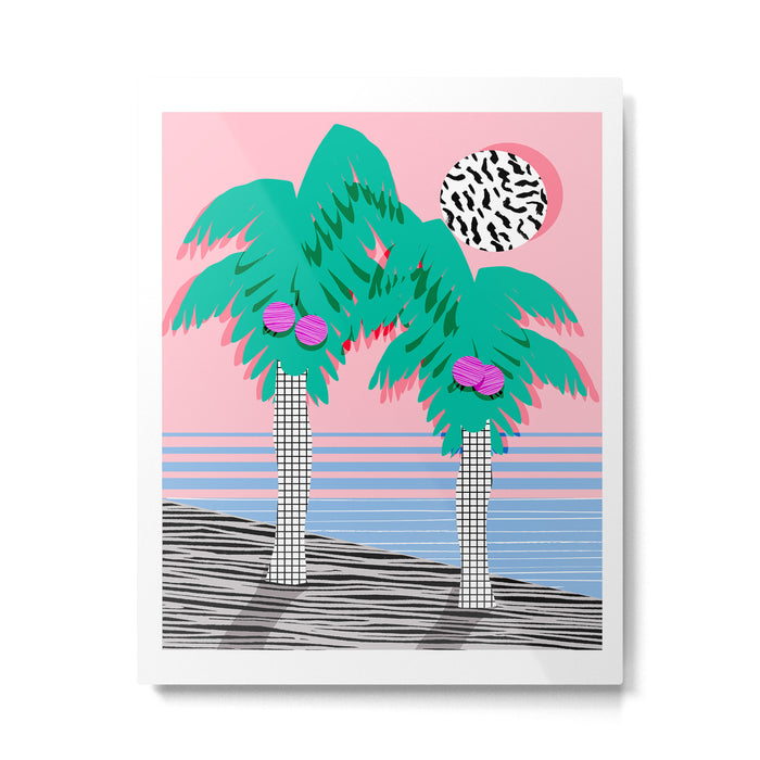 Most Definitely - palm tree throwback memphis style retro art print 80s 1980 neon  palm springs Metal Print Gallery Image 1