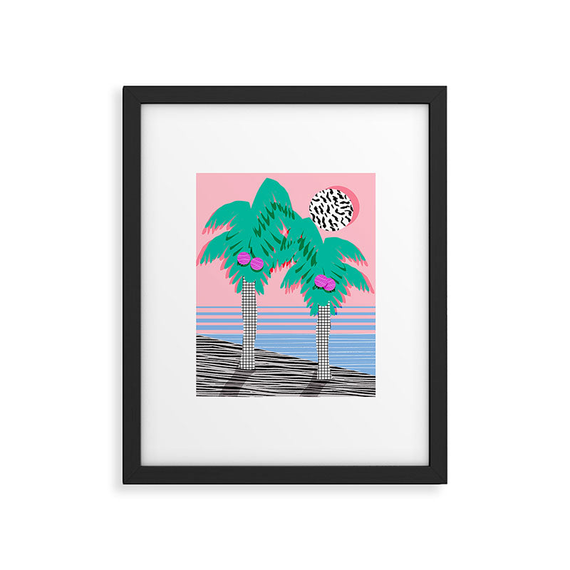 Most Definitely - palm tree throwback memphis style retro art print 80s 1980 neon  palm springs Framed Art Print Gallery Image 1