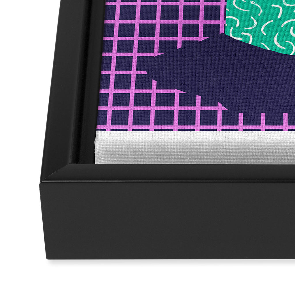 Mung - throwback retro 80s style neon art print pink hipster decor trendy grid urban brooklyn house  Framed Canvas Print Gallery Image 3
