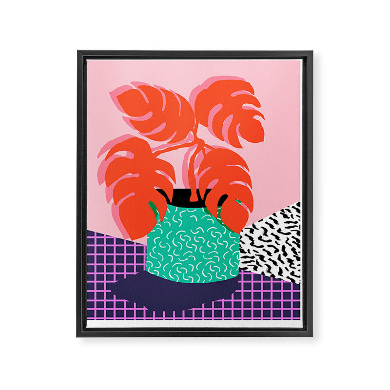 Mung - throwback retro 80s style neon art print pink hipster decor trendy grid urban brooklyn house  Framed Canvas Print Gallery Image 6
