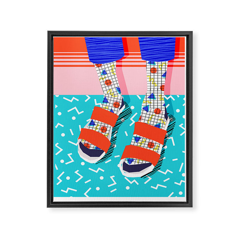 No Doi - memphis throwback retro classic style fashion 1980s 80s hipster shoes socks urban trendy Framed Canvas Print Gallery Image 6