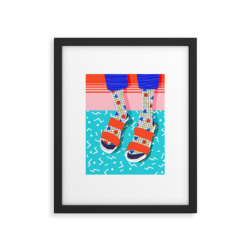 No Doi - memphis throwback retro classic style fashion 1980s 80s hipster shoes socks urban trendy Framed Art Print Gallery Image 5