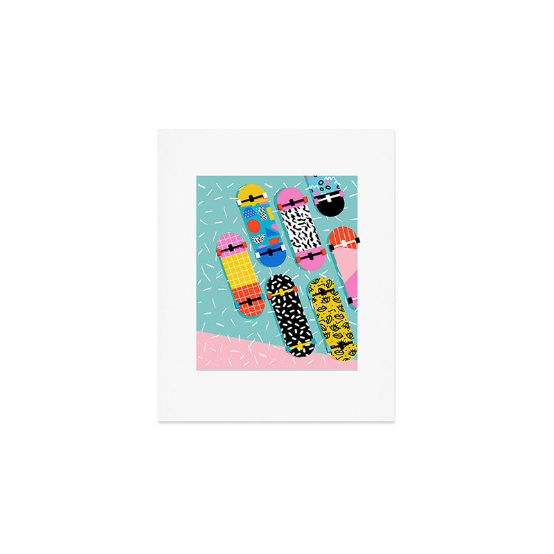 Omigod - 80s retro memphis skateboards pattern sports trendy 1980's vintage style retro Art Print Gallery Image 1