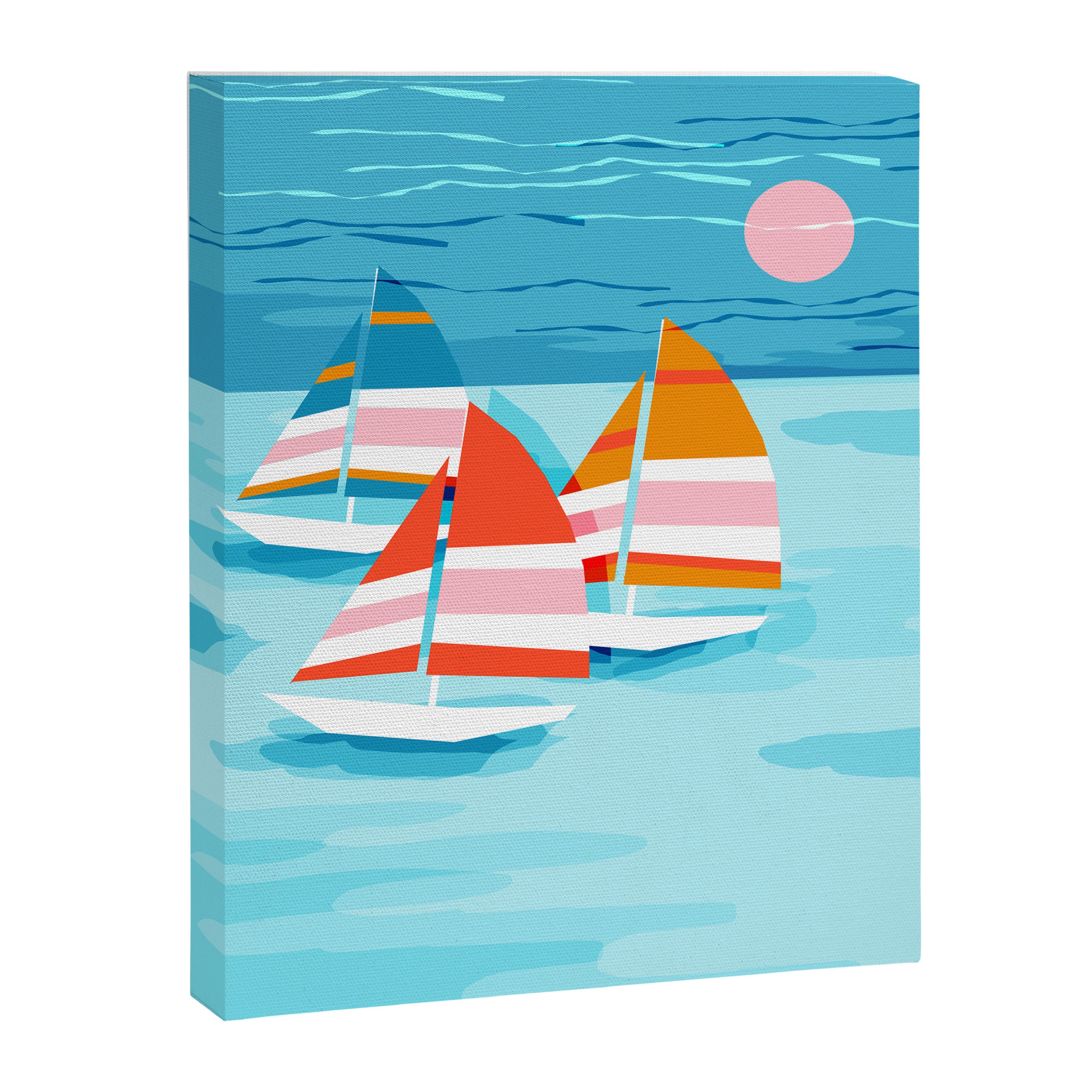 Popin - memphis sports retro throwback neon sailing sailboat cool rad gnarly trendy watersports Canvas Print Gallery Image 6
