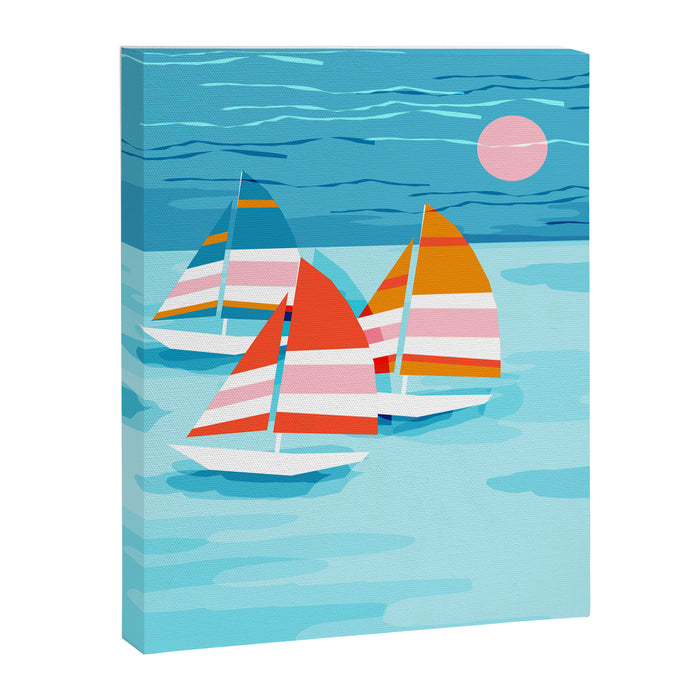 Popin - memphis sports retro throwback neon sailing sailboat cool rad gnarly trendy watersports Canvas Print Gallery Image 1
