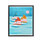 Popin - memphis sports retro throwback neon sailing sailboat cool rad gnarly trendy watersports Framed Canvas Print Gallery Image 6