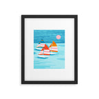 Popin - memphis sports retro throwback neon sailing sailboat cool rad gnarly trendy watersports Framed Art Print Gallery Image 5