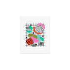 Posse - 1980's style throwback retro neon grid pattern shapes 80's memphis design neon pop art Art Print Gallery Image 1