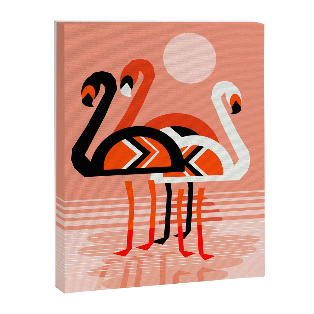 Posse - flamingo throwback nostalgia retro neon art print hipster trendy style minimal abstract geo Canvas Print Gallery Image 6