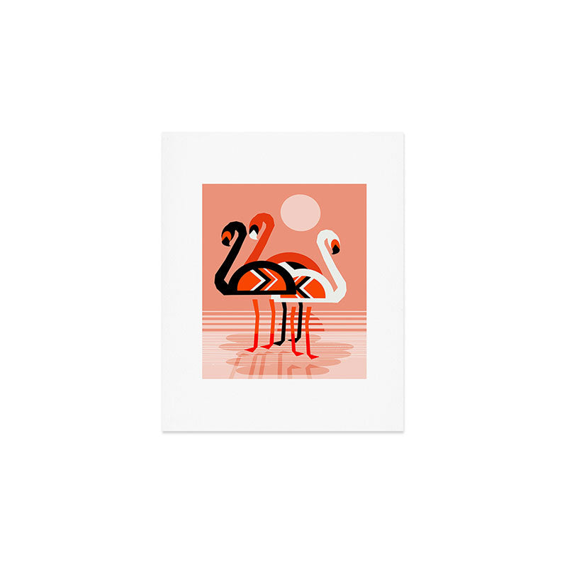 Posse - flamingo throwback nostalgia retro neon art print hipster trendy style minimal abstract geo Art Print Gallery Image 1